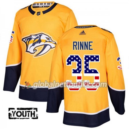 Nashville Predators Hockeydrakt Pekka Rinne 35 2017-2018 USA Flag Fashion Golden Adidas Authentic - Barn